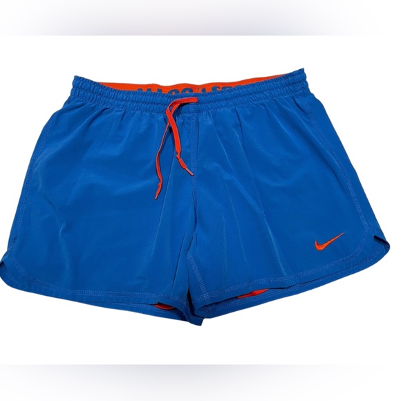 Nike‎ Dri-FIT Women’s Athletic Running Gym Shorts Medium blue and orange - Picture 1 of 7